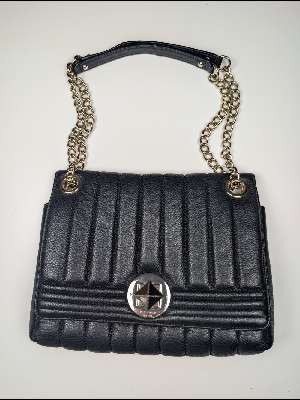 Kate Spade New York Black Quilted Pebbled Leather Convertible Shoulder Bag